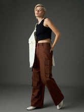 Brown Twill Box Pocket Straight Cargo Pants SASSAFRAS